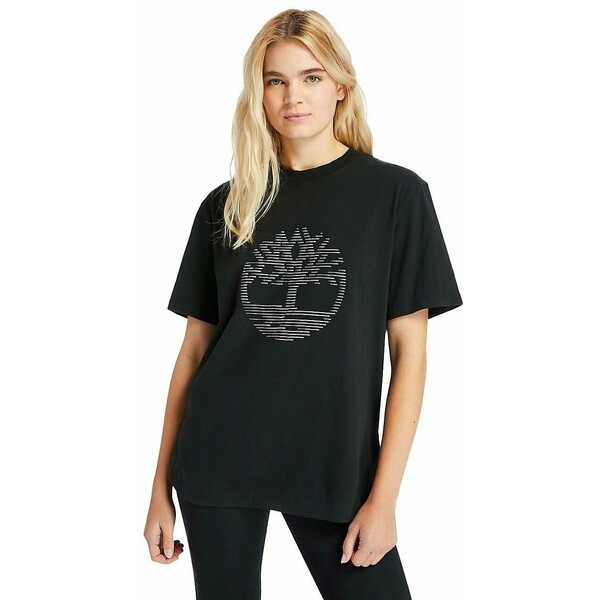 Timberland OVERSIZE IRIDESCENT T-shirt z nadrukiem black TI121D00A