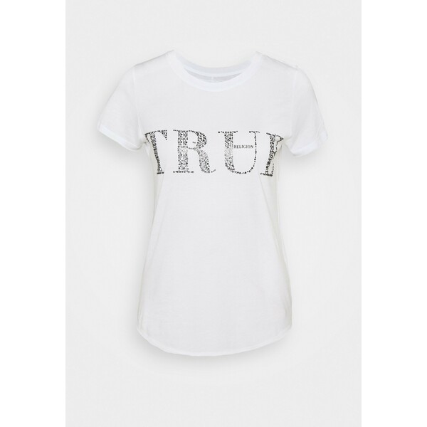 True Religion BOXY CREW T-shirt z nadrukiem white TR121D08F