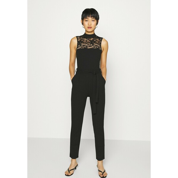 Anna Field OCCASION SLEEVELESS BELTED LACE NECKLINE JUMPSUIT Kombinezon black AN621T01I