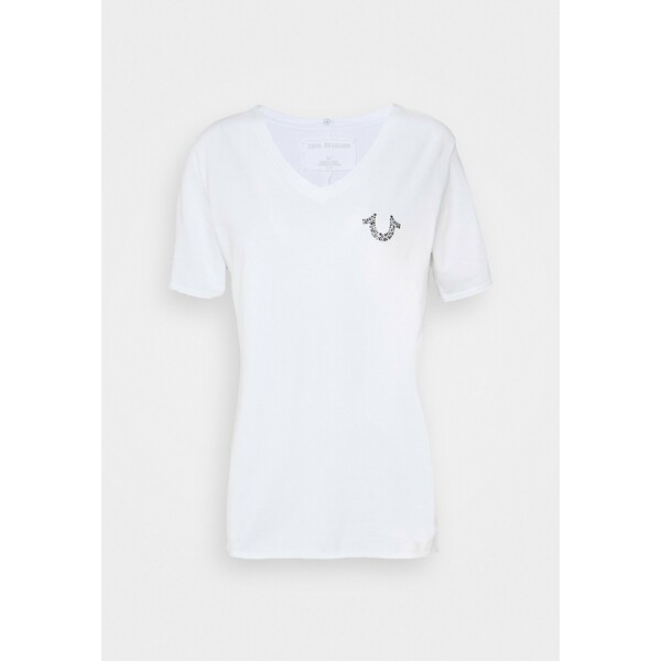 True Religion V NECK HORSESHOE T-shirt z nadrukiem white TR121D07Z