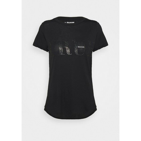 True Religion BOXY CREW T-shirt z nadrukiem black TR121D08F