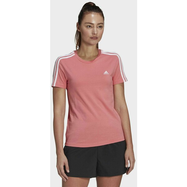 adidas Performance ESSENTIALS SLIM 3-STRIPES T-SHIRT T-shirt z nadrukiem pink AD541D1VY