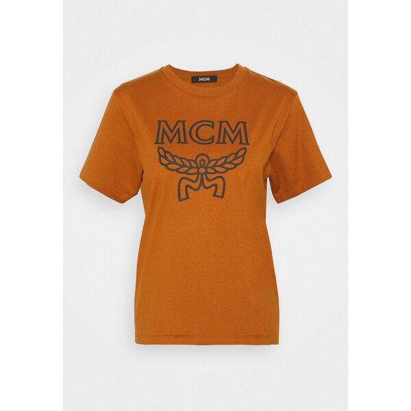 MCM COLLECTION SHORT SLEEVES TEE T-shirt z nadrukiem cognac MC121D006