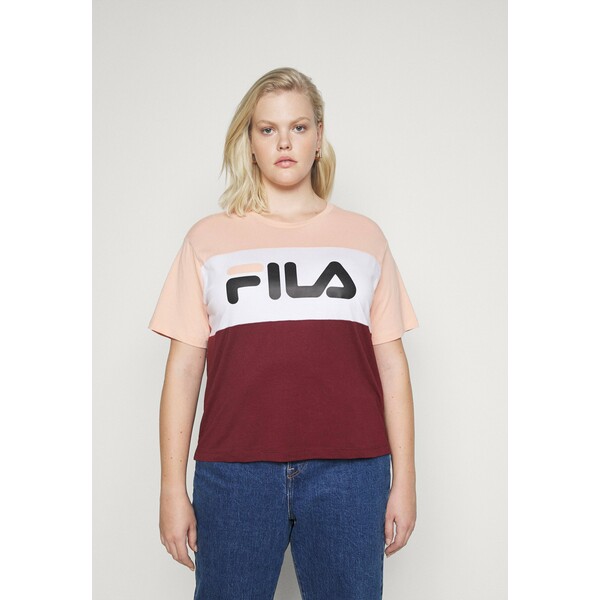Fila Plus ALLISON TEE T-shirt z nadrukiem tawny port/coral cloud/bright white FIQ21D003