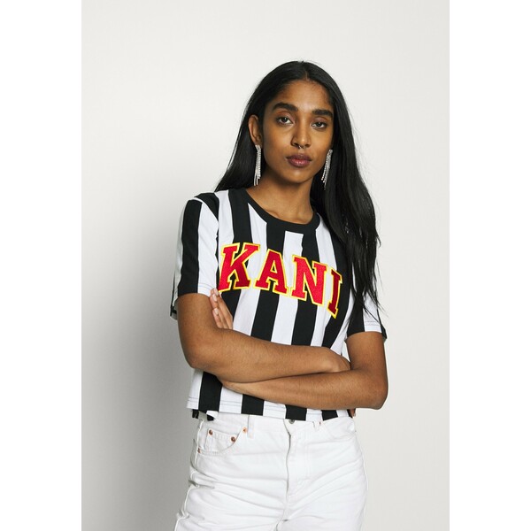 Karl Kani COLLEGE STRIPE TEE T-shirt z nadrukiem black/white KK121D01M