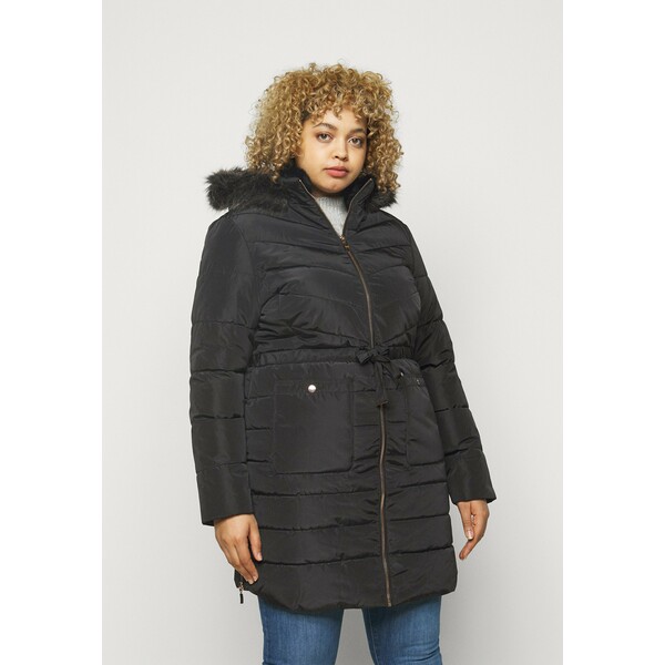 CAPSULE by Simply Be LUXE LONGLINE PADDED COAT Płaszcz zimowy black CAS21U013