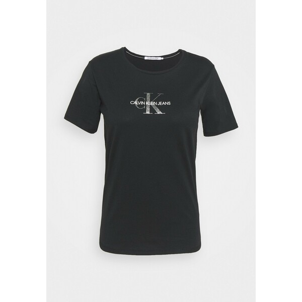 Calvin Klein Jeans Plus GLITTER MONOGRAM TEE T-shirt z nadrukiem black C2Q21D00E