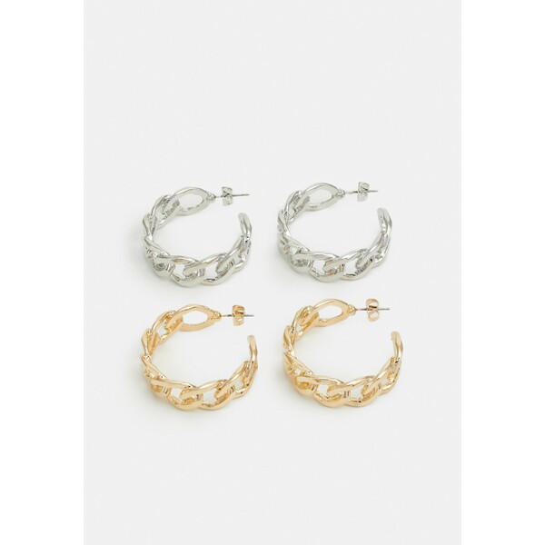 Pieces PCBOO HOOP EARRINGS 2 PACK Kolczyki gold-coloured/silver-coloured PE351L0S2