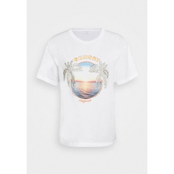 sandro T-shirt z nadrukiem blanc SAD21D02H