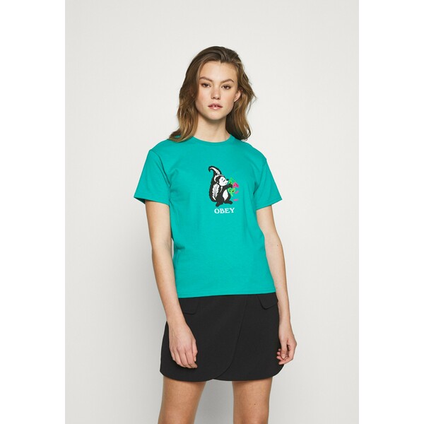 Obey Clothing LOVE STINKS T-shirt z nadrukiem jade dome OB021D030