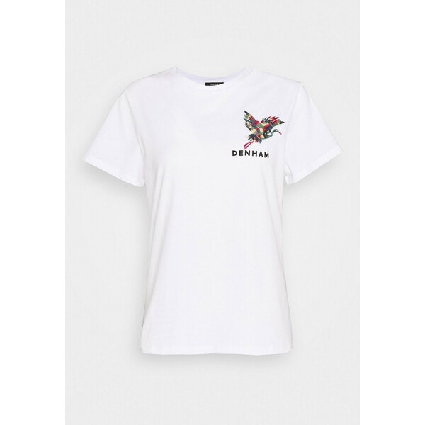 Denham CRANE CAMELLIA TEE T-shirt z nadrukiem white DE421D028