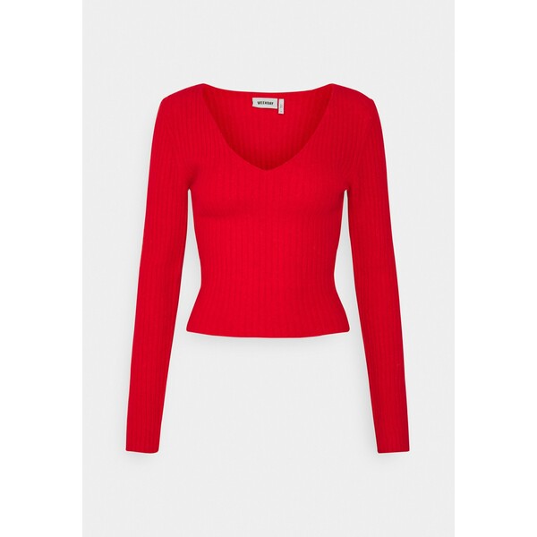 Weekday PAOLINA V NECK Sweter red WEB21I033