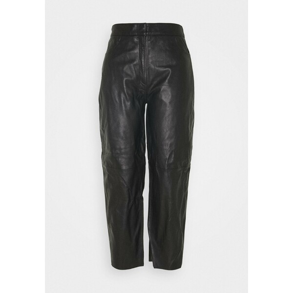 Selected Femme SLFAGNES CROPPED PANT Spodnie skórzane black SE521A0H8