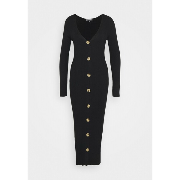 Missguided Tall BUTTON FRONT DRESS Sukienka dzianinowa black MIG21C08U
