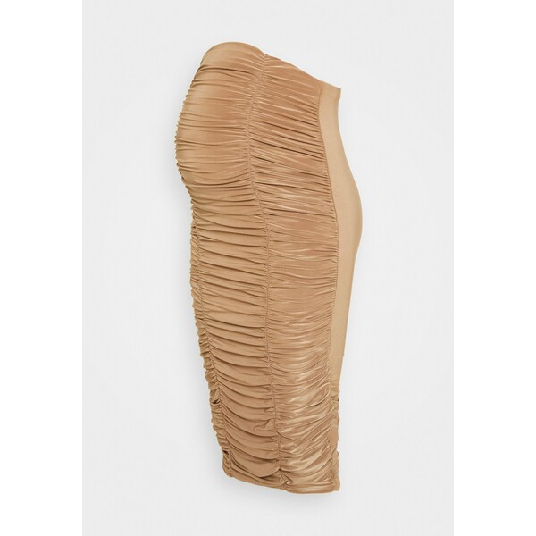 Missguided Maternity RUCHED FRONT SLINKY SKIRT Spódnica ołówkowa camel M5Q29E005