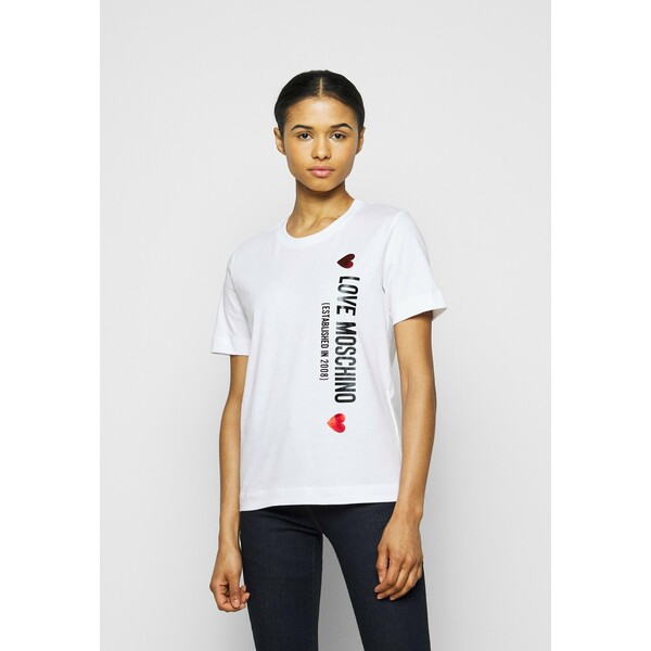 Love Moschino T-shirt z nadrukiem optical white LO921D06D