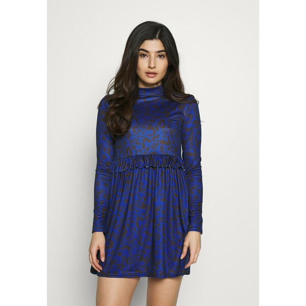 Missguided Petite LEOPARD FRLL WAIST DRESS Sukienka z dżerseju blue M0V21C0A6