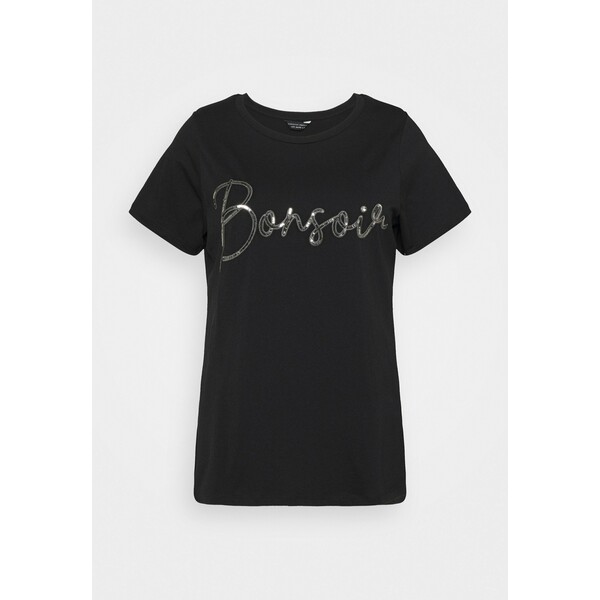 Dorothy Perkins Curve BONSOIR SEQUIN TEE T-shirt z nadrukiem black DP621D092