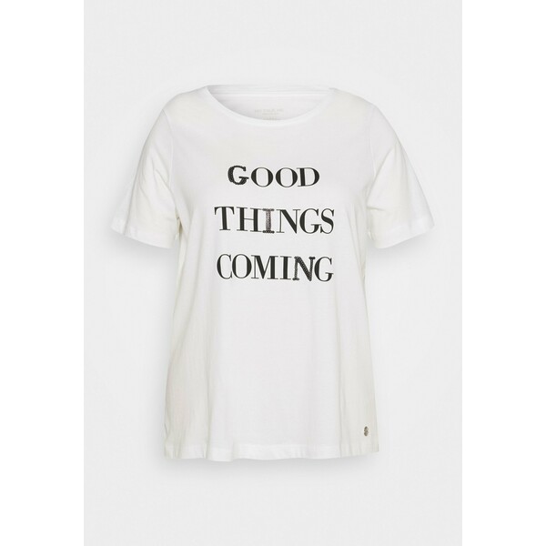MY TRUE ME TOM TAILOR SEQUINS ARTWORK T-shirt z nadrukiem whisper white TOL21D02E