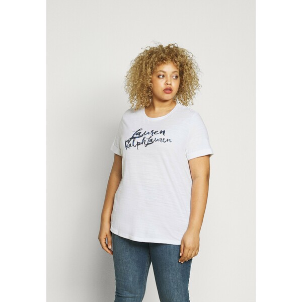 Lauren Ralph Lauren Woman HAILLY SLEEVE T-shirt z nadrukiem white L0S21D02B