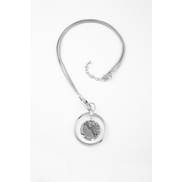 Quiosque Długi srebrny naszyjnik z okrągłą zawieszką 5KD220284
