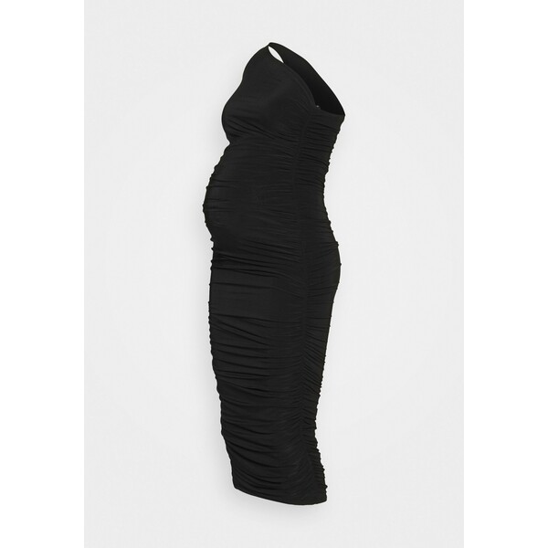 Missguided Maternity SLINKY ONE SHOULDER RUCHED MIDI DRESS Sukienka z dżerseju black M5Q29F006