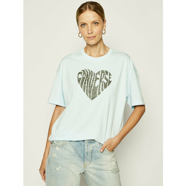 Converse T-Shirt Heart Reverse Print Tee 10018940-A06 Niebieski Oversize