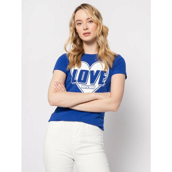 LOVE MOSCHINO T-Shirt W4F7357E 1698 Niebieski Regular Fit