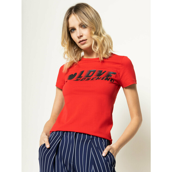 LOVE MOSCHINO T-Shirt W4F7358E 1698 Czerwony Regular Fit