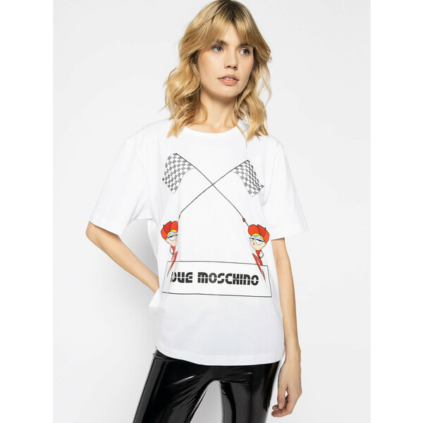 LOVE MOSCHINO T-Shirt W4F8732M 3876 Biały Regular Fit