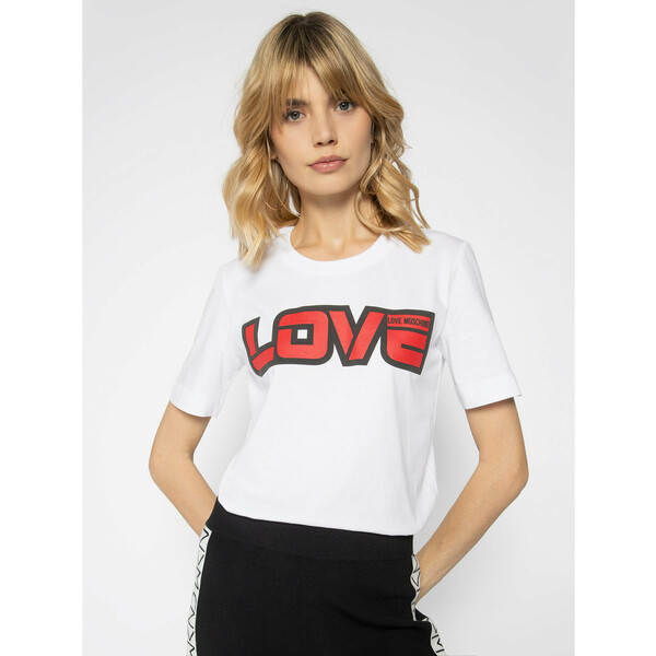 LOVE MOSCHINO T-Shirt W4F152AM 3876 Biały Regular Fit