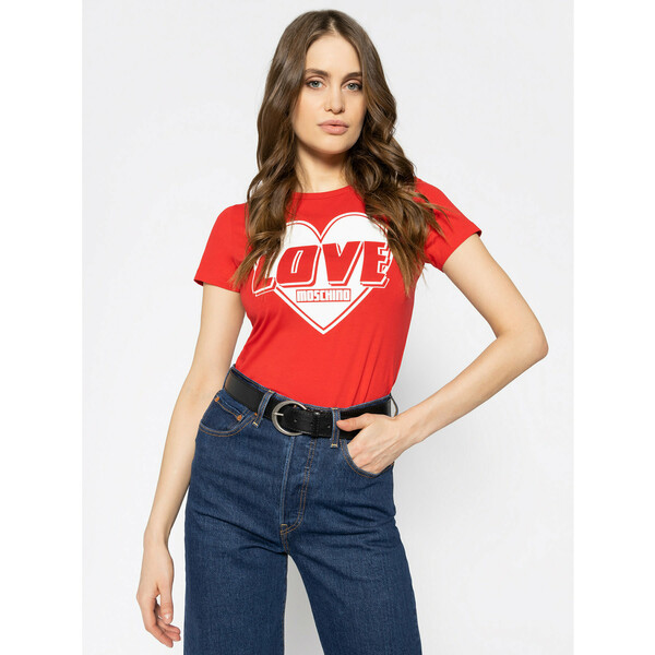 LOVE MOSCHINO T-Shirt W4F7357E 1698 Czerwony Regular Fit