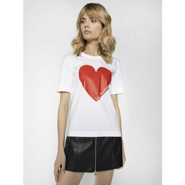 LOVE MOSCHINO T-Shirt W4F152BM 3876 Biały Regular Fit