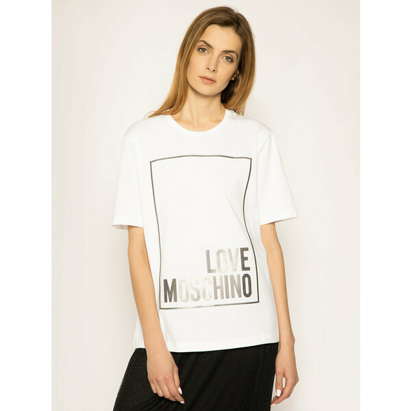 LOVE MOSCHINO T-Shirt W4F8731M 3876 Biały Regular Fit