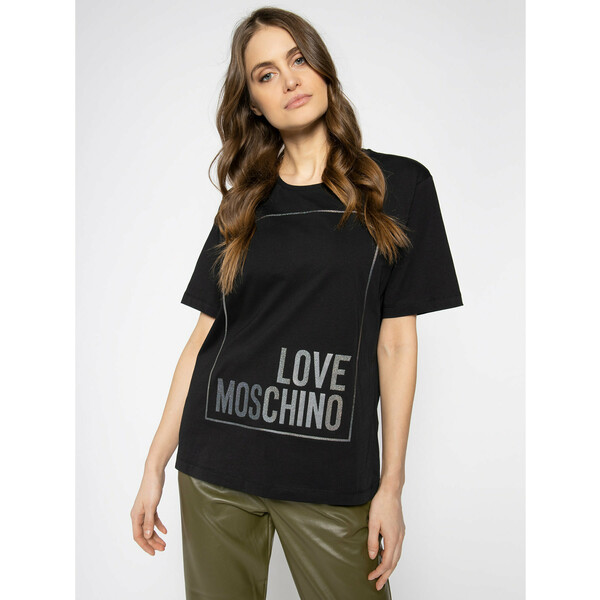 LOVE MOSCHINO T-Shirt W4F8731M 3876 Czarny Regular Fit