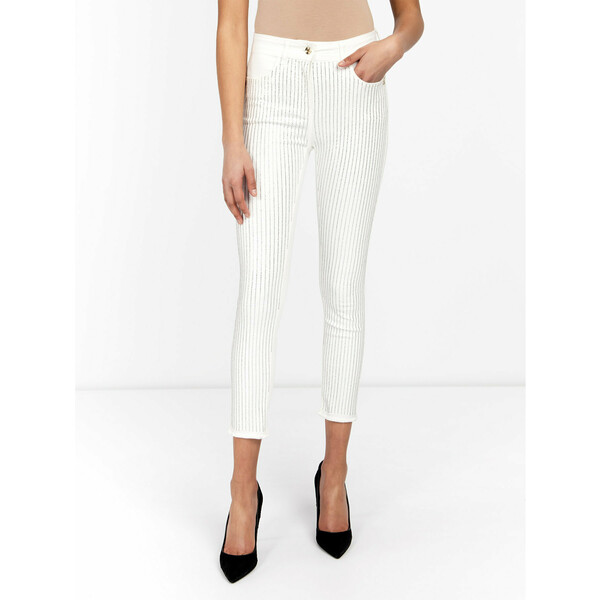 Patrizia Pepe Jeansy Slim Fit Pantaloni/Trousers 2J2228 A4Z1 W146 Biały Slim Fit