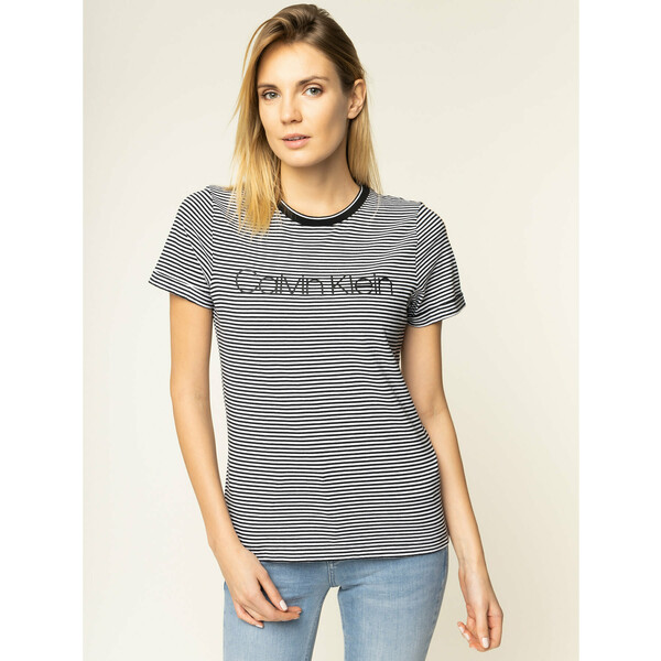 Calvin Klein T-Shirt Thin Stripe K20K201613 Czarny Regular Fit