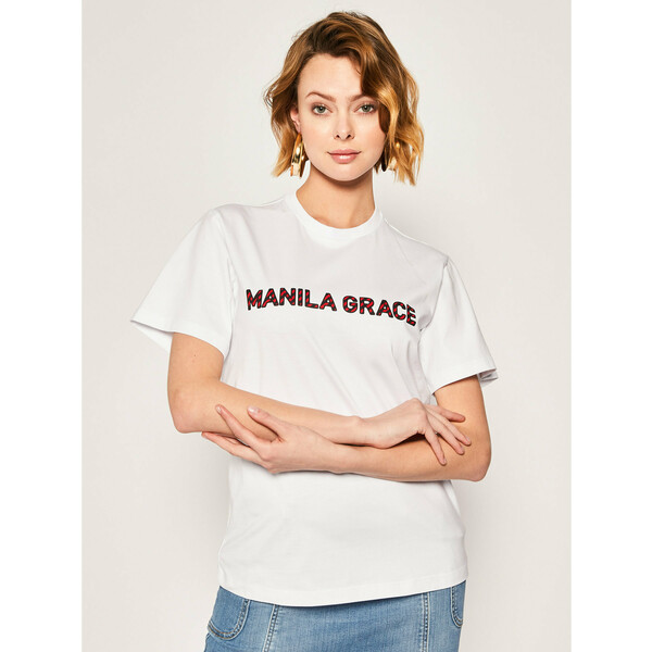 Manila Grace T-Shirt T169CU Biały Regular Fit