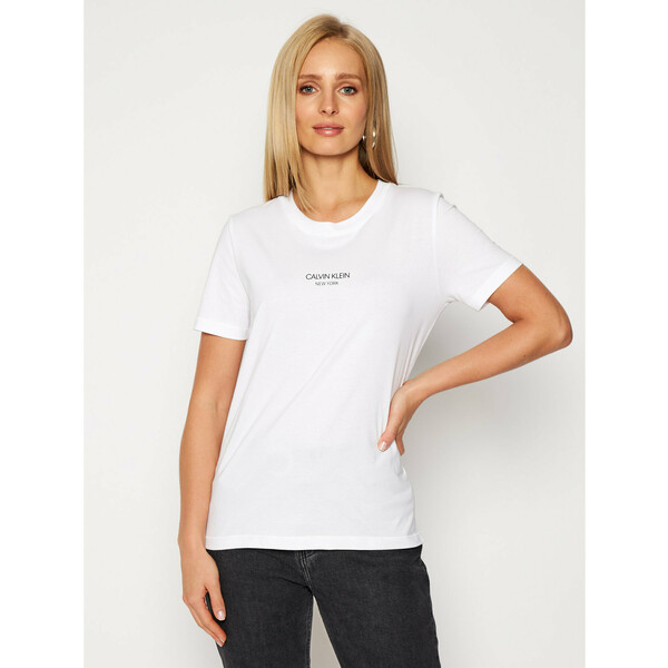 Calvin Klein T-Shirt Print Logo K20K202364 Biały Regular Fit