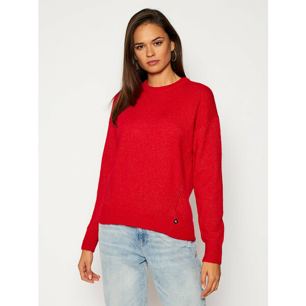 Calvin Klein Jeans Sweter J20J214823 Czerwony Relaxed Fit