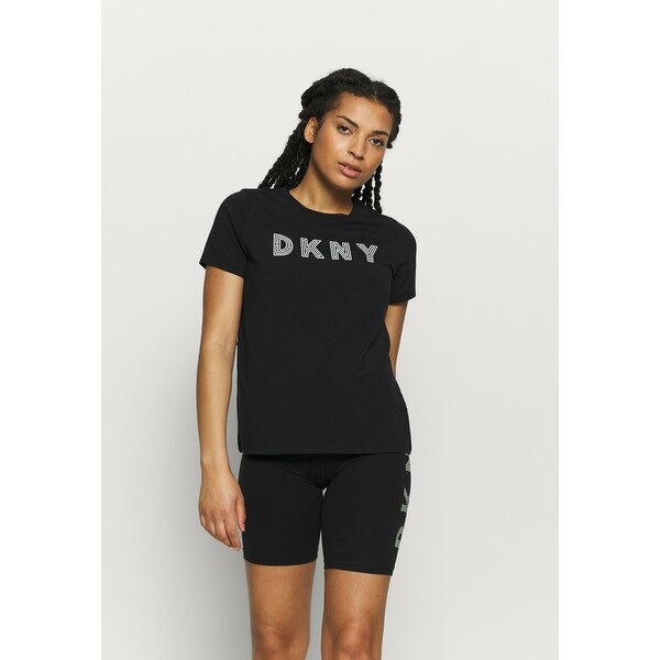DKNY TRACK LOGO T-shirt z nadrukiem black DK141D018
