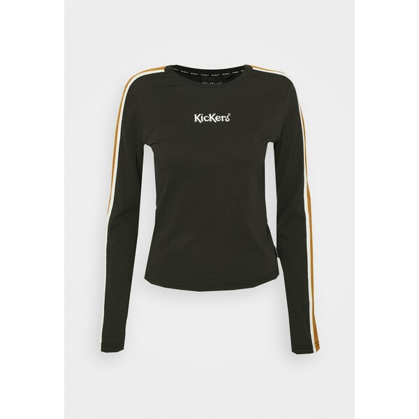 Kickers Classics SLEEVE PANEL LONGSLEEVE RINGER Bluzka z długim rękawem black/brown KIO21D008