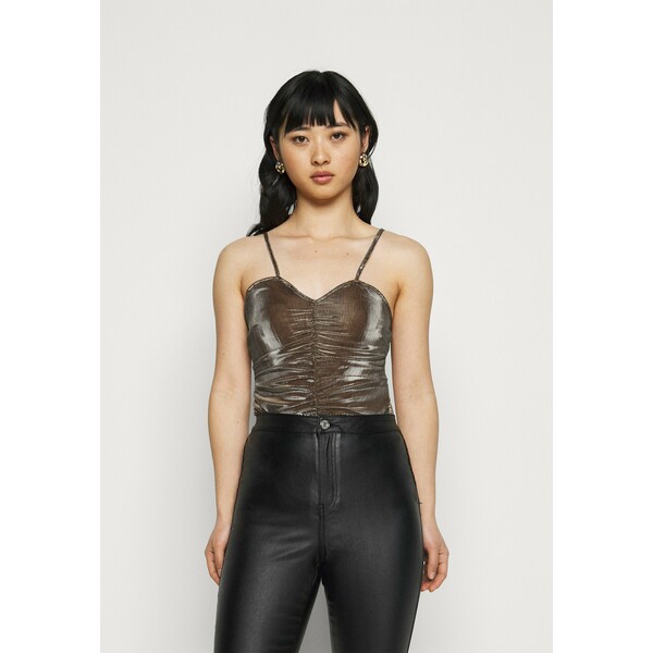 Missguided Petite RUCHED FRONT BODYSUIT Top gunmetal M0V21E05S
