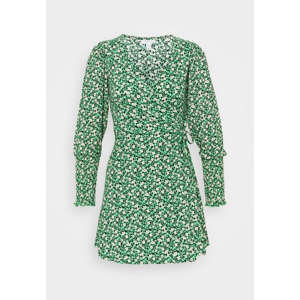 Topshop Petite SHIBUYA DITSY WRAP DRESS Sukienka letnia green TQ021C03I