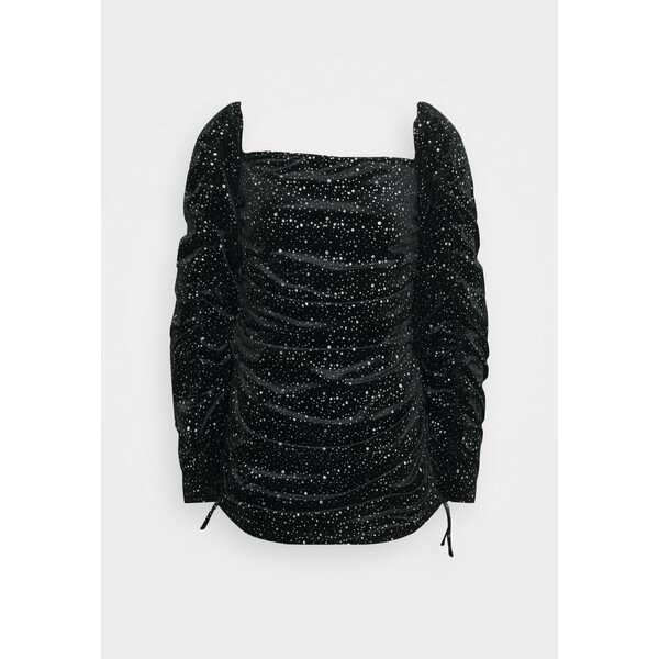 Missguided Petite TIE SLEEVE RUCHED GLITTER DRESS Sukienka koktajlowa black M0V21C0F6