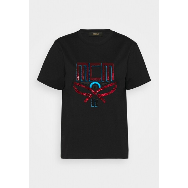 MCM COLLECTION SHORT SLEEVES TEE T-shirt z nadrukiem black MC121D009