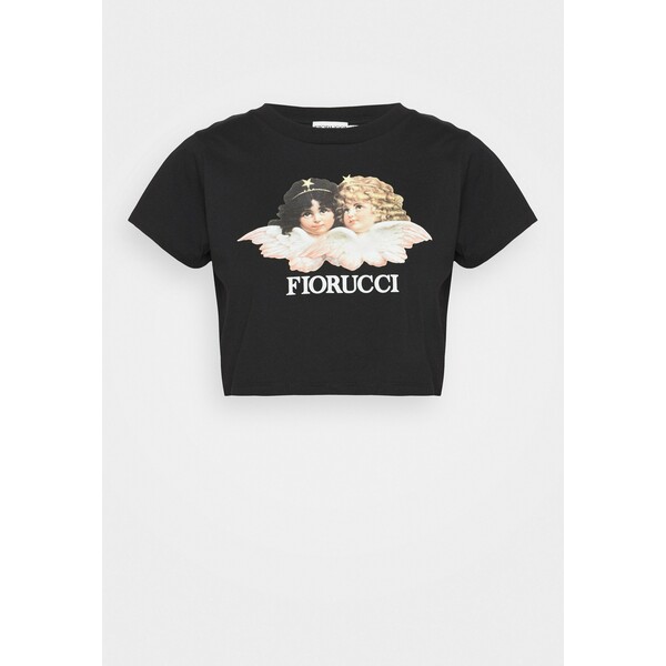Fiorucci VINTAGE ANGELS CROPPED TEE T-shirt z nadrukiem black FI921D00Y