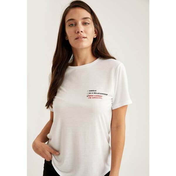 DeFacto T-shirt z nadrukiem ecru DEZ21D0CT