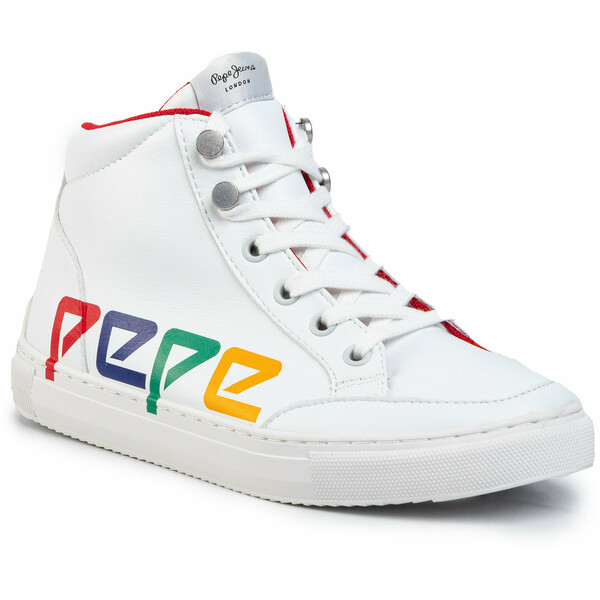 Pepe Jeans Sneakersy Adams Logo Junior PUS30001 Biały