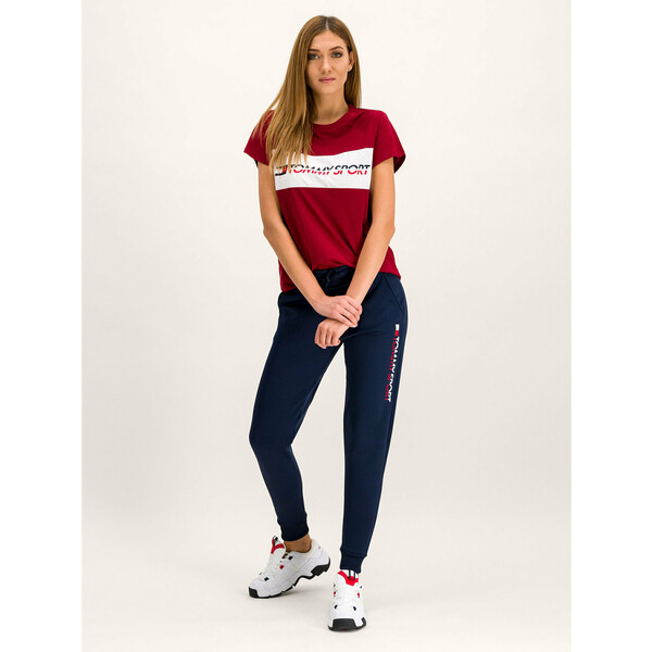 Tommy Sport T-Shirt S10S10033 Bordowy Regular Fit